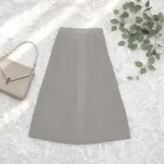 T【イッカ＊ikka】Aラインロングスカート L ベージュ 前ボタン 薄手 春夏のサムネイル
