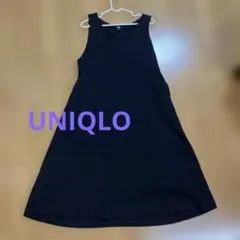 UNIQLO ブラッシュドジャージージャンパースカート S ネイビー