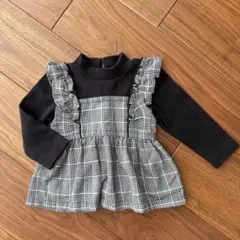 petit mainフリル付きチェック柄チュニック 90cm