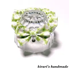 No.128 猫の首輪(マーガレット・グリーン)サイズ調整可能