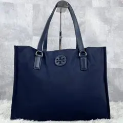 A4可 極美品 トリーバーチ ナイロン トートバッグ エラ 肩掛け ネイビー