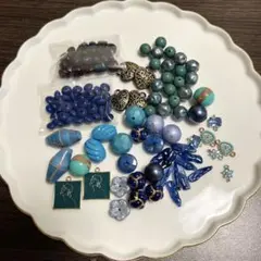 ハンドメイド用　ブルー系ビーズ　パーツまとめ売りアソート