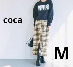 【美品】coca コカ ジップ付 チェック柄ボアスカート　M