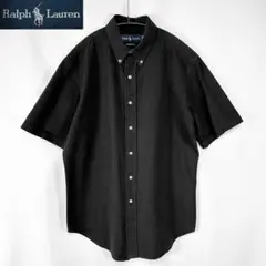 90s Polo Ralph lauren 同色ポニー 半袖シャツ 全黒 極上