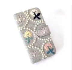 受注】刺繍5・お札の折れない二つ折り財布 タンバリン グレー ミナ