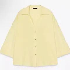 ZARA リネン混ワイドスリーブシャツXS 七分丈