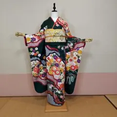正絹お振袖　5点セット　グリーン　古典　LLサイズ　美品のサムネイル