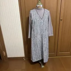 ノースリーブ チェック柄 ロングワンピース 86-68-158