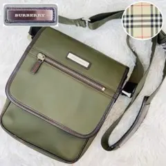 【良品】 バーバリー ロゴプレート ノバチェック ショルダーバッグ　レザー