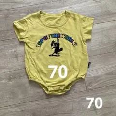 イエロー コットンロンパース 70