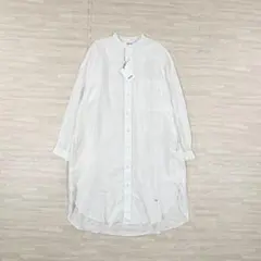 新品タグ付き＊ジムフレックス　シャツワンピース　リネン　クロス　ロング　ホワイト