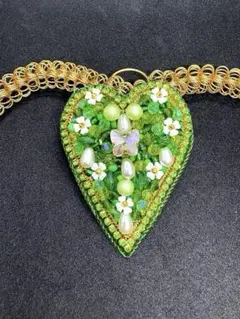 ❤︎グリーンはあと❤︎お花付き⭐︎handmade⭐︎