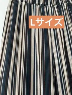 しまむら Blue Strive ストライプ プリーツパンツ L