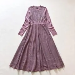 クイーンズコート ニット ワンピース ロング ピンク