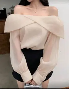 shein DAZYシースルーオフショル