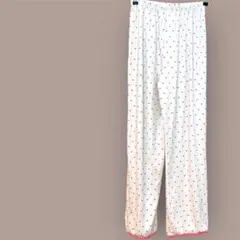 【海外古着】Y2K/レトロ ハート柄 リブ パジャマパンツ ピンク ルームウェア