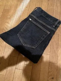 美品デニムジーンズパンツ濃紺インディゴスリムストレートH&Mチェーンステッチ30