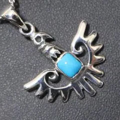 力強さと幸運を呼ぶサンダーバード×ターコイズ シルバー925 ネックレス