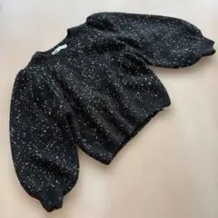ZARA ボリュームスリーブ ニットセーター 黒/ゴールド ポワン袖