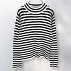 アースミュージックアンドエコロジー ボーダーリブニット カジュアル M《i859