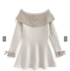 GRL シャギーオフショルフレアニットワンピース アイボリー