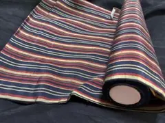 着物反物、ストライプ生地 ネイビー・レッド、新品、美品