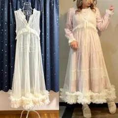 axes femmeチュール フリル付きシースルーキャミワンピース