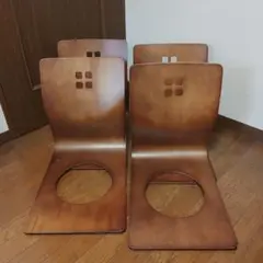 木製　穴あき　座椅子　4脚セット