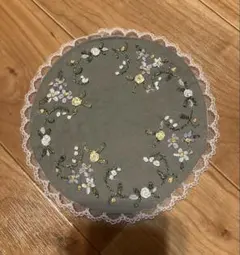 ドイリー バラ柄 グレー