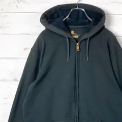 カーハート フルジップアップパーカー ロゴ刺繡タグ マフポケット 裏起毛 黒 M