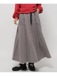 ニコアンド ベルトアソートフレアスカート ロングマキシスカート グレー Ｍサイズ