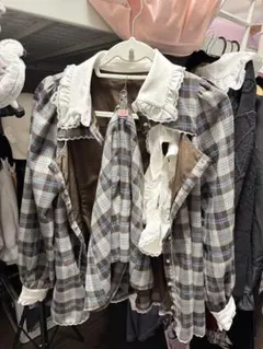 Honey cinnamon ブラウンチェック セットアップ