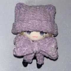 10cm にじぱぺっと ネコ耳 ニット帽 ミニ リボン パーツ 紫