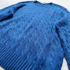 ポロラルフローレン 長袖ニット ケーブル柄 XLサイズ ネイビー ポニー刺繍