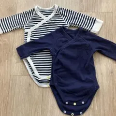 ユニクロ　長袖 ロンパース　肌着　60cm ネイビー　ボーダー