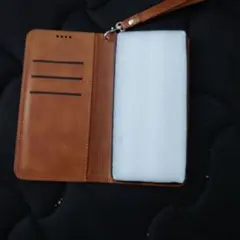 手帳型スマホケース ブラウン ストラップ付き