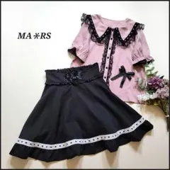 MA＊RS/マーズ●美品♪リボン付き3点セット♪ハートモチーフブラウス＋スカート