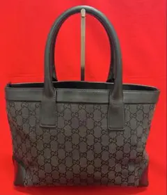 本物/美品　GUCCI グッチ　バッグ　トート　革×キャンバス　通勤通学　黒