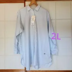 CROCODILE 長袖シャツ ストライプ柄 2Lサイズ