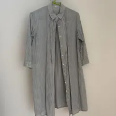 無印良品　ストライプ柄 長袖シャツワンピース