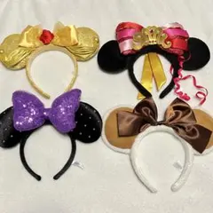 ディズニー　カチューシャ　ミニー　美女と野獣、35周年、スパンコール、ブラウン