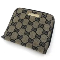 グッチ 二つ折り財布 GGキャンバス Wホック ブラック コンパクト財布
