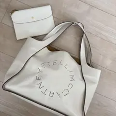 ステラマッカートニー　サークルロゴラージトートバッグ　ホワイト