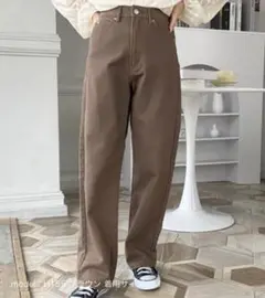 カラーヘビーツイル＆デニムストレートパンツ