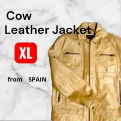 牛革 レザージャケット XL キャメル カウレザー セレクテッドオム 古着