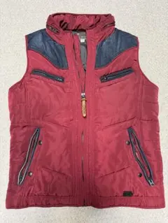 【Mサイズ】DIESEL 赤 デニム切替 ダウンベスト