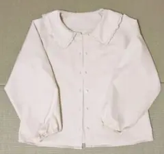 アイボリー長袖シャツ フリル付き襟 150