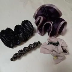 オシャレ、ヘアクリップ、シュシュ4点セットで