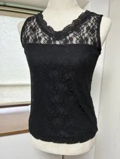 ♦︎ワンコインSALE♦︎総レース タンクトップ ブラックのサムネイル