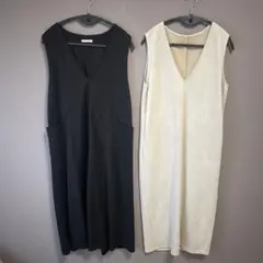 しまむら ノースリーブVネックワンピース 2点セット